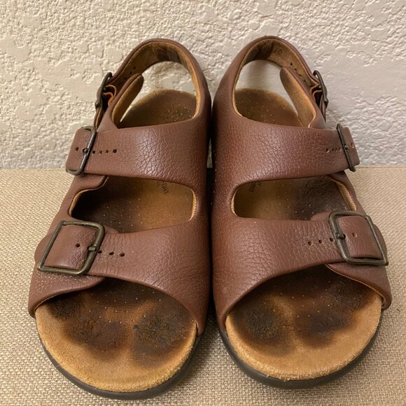 Women SAS Relaxed Sandals Brown Pebble Leather Adjustable Straps in Size 6.5 M - Picture 3 of 11
